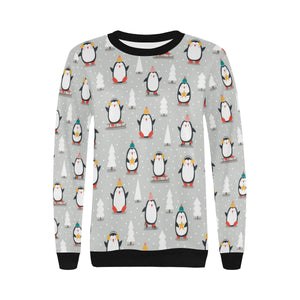 Cute Penguin christmas pattern Women's Crew Neck Sweatshirt