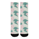 Pink lotus waterlily leaves pattern Crew Socks