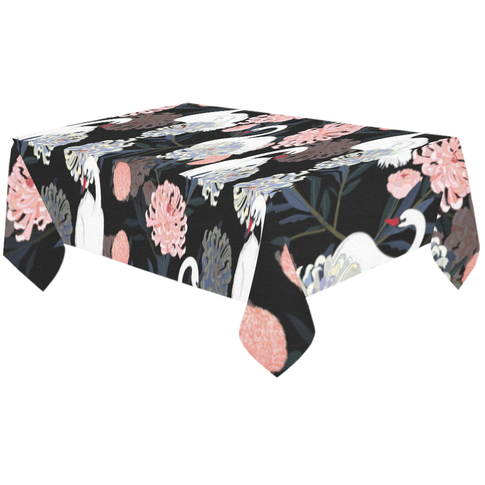 white swan blooming flower pattern Tablecloth