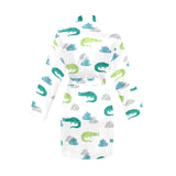 watercolor crocodile pattern Women's Long Sleeve Belted Night Robe