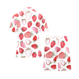 watercolor hand drawn beautiful strawberry pattern Men's V-Neck Short Pajama Set