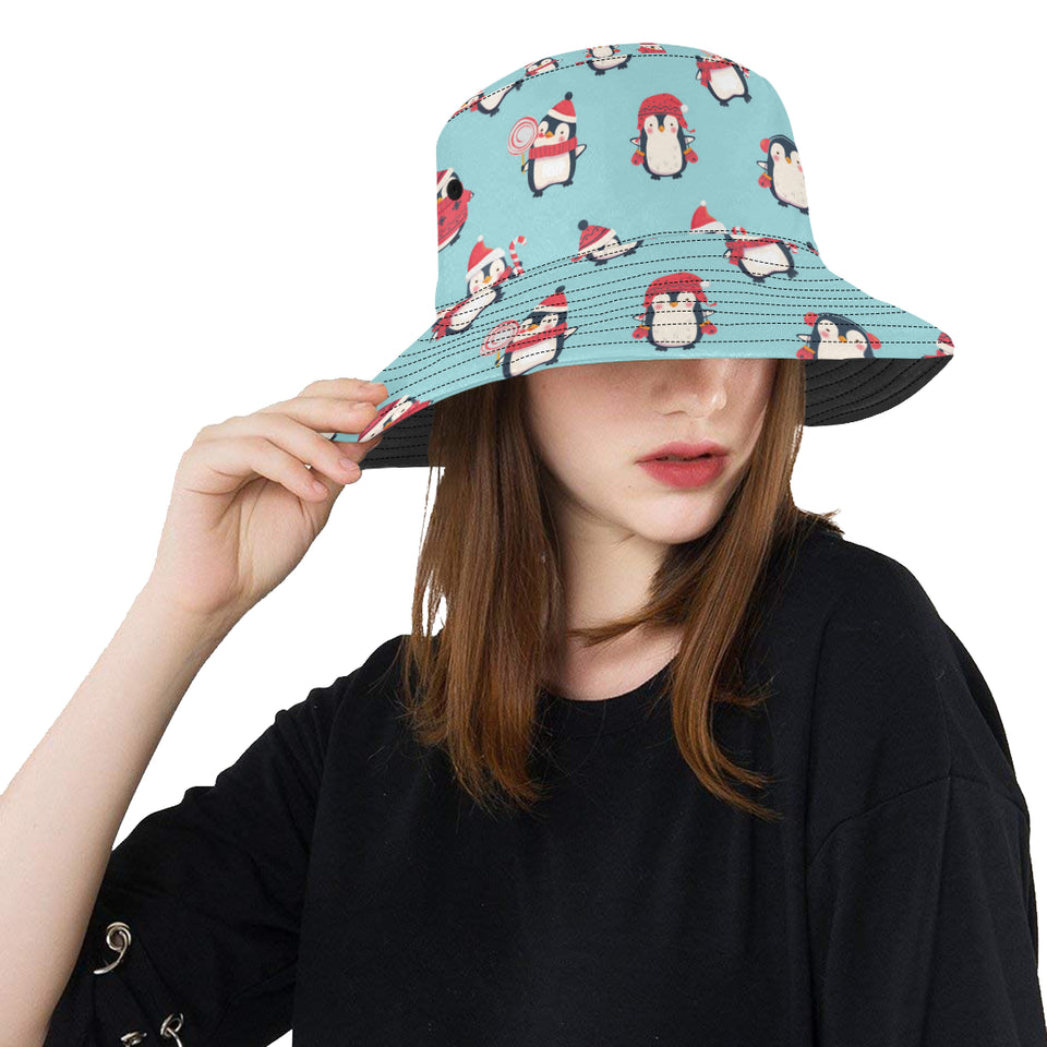 Cute penguin christmas  design pattern Unisex Bucket Hat