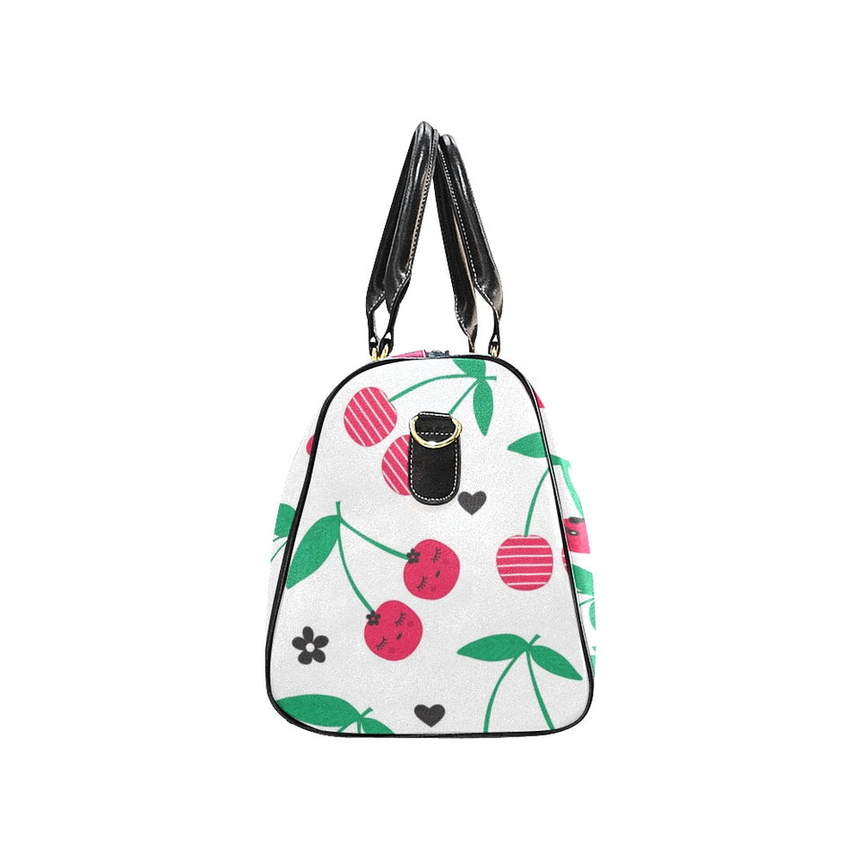 cherry pattern white background Travel Bag