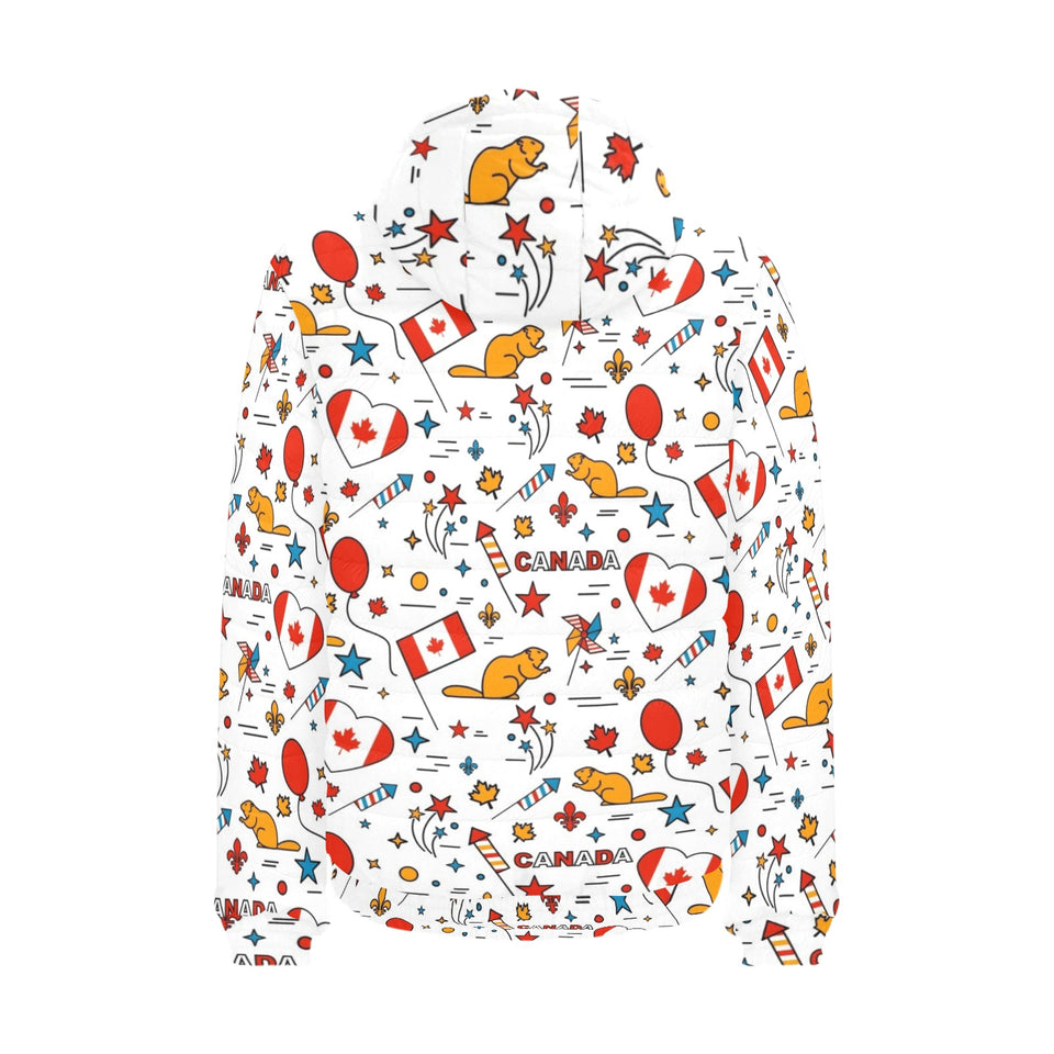 Canada Pattern Print Design 03 Men's Padded Hooded Jacket