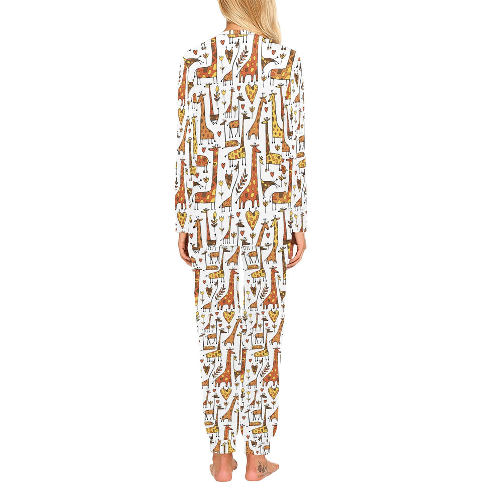 Giraffe Pattern Print Design 04 Women's All Over Print Pajama Set