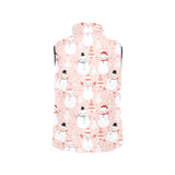 Cute snowman christmas tree snowpink background Women's Padded Vest