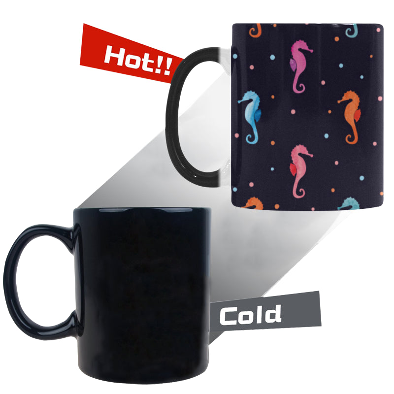 Watercolor colorful seahorse pattern Morphing Mug Heat Changing Mug