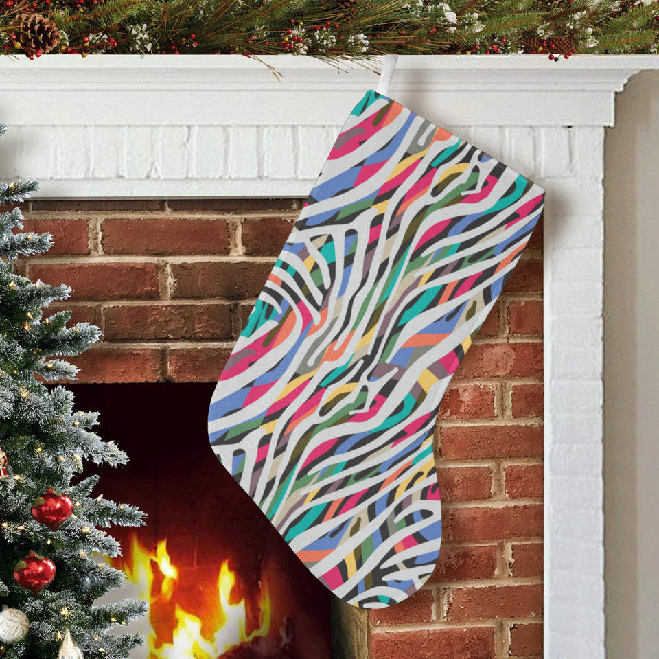 Colorful zebra skin pattern Christmas Stocking