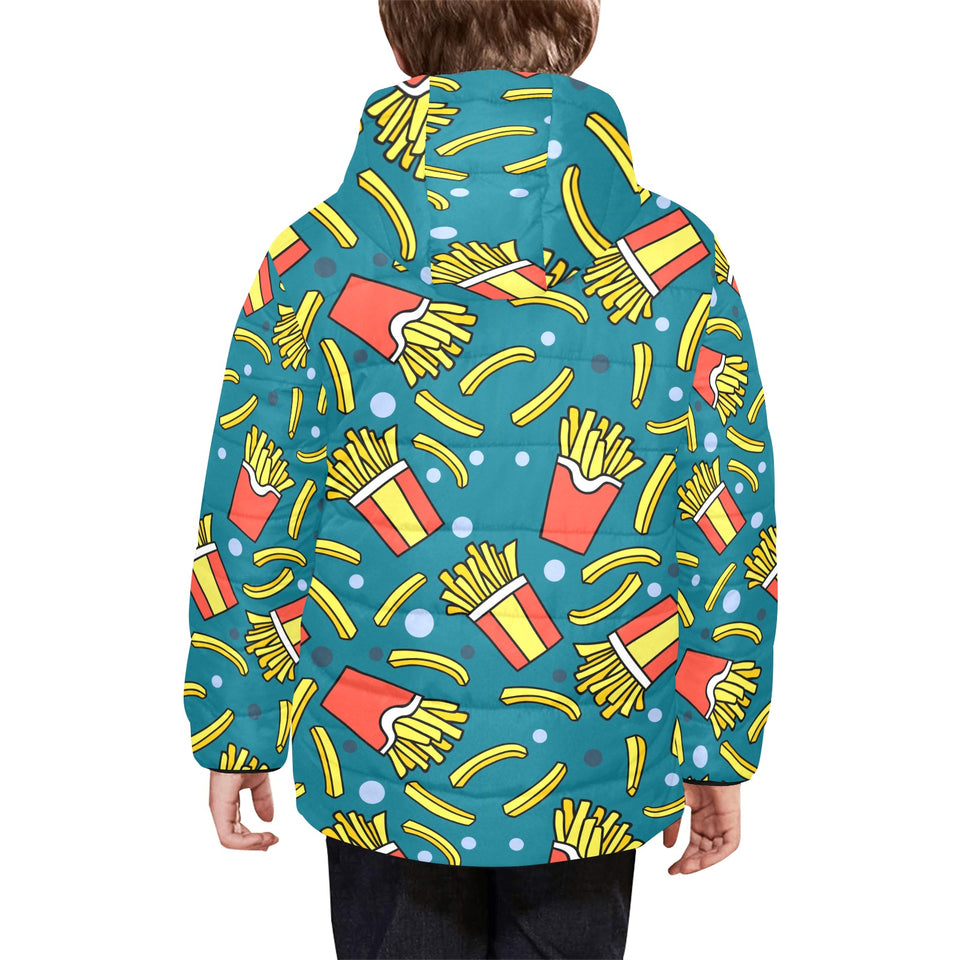 French fries red paper box pattern Kids' Boys' Girls' Padded Hooded Jacket