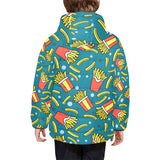 French fries red paper box pattern Kids' Boys' Girls' Padded Hooded Jacket