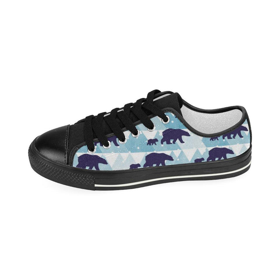 polar bear winter snow pattern Kids' Boys' Girls' Low Top Canvas Shoes Black