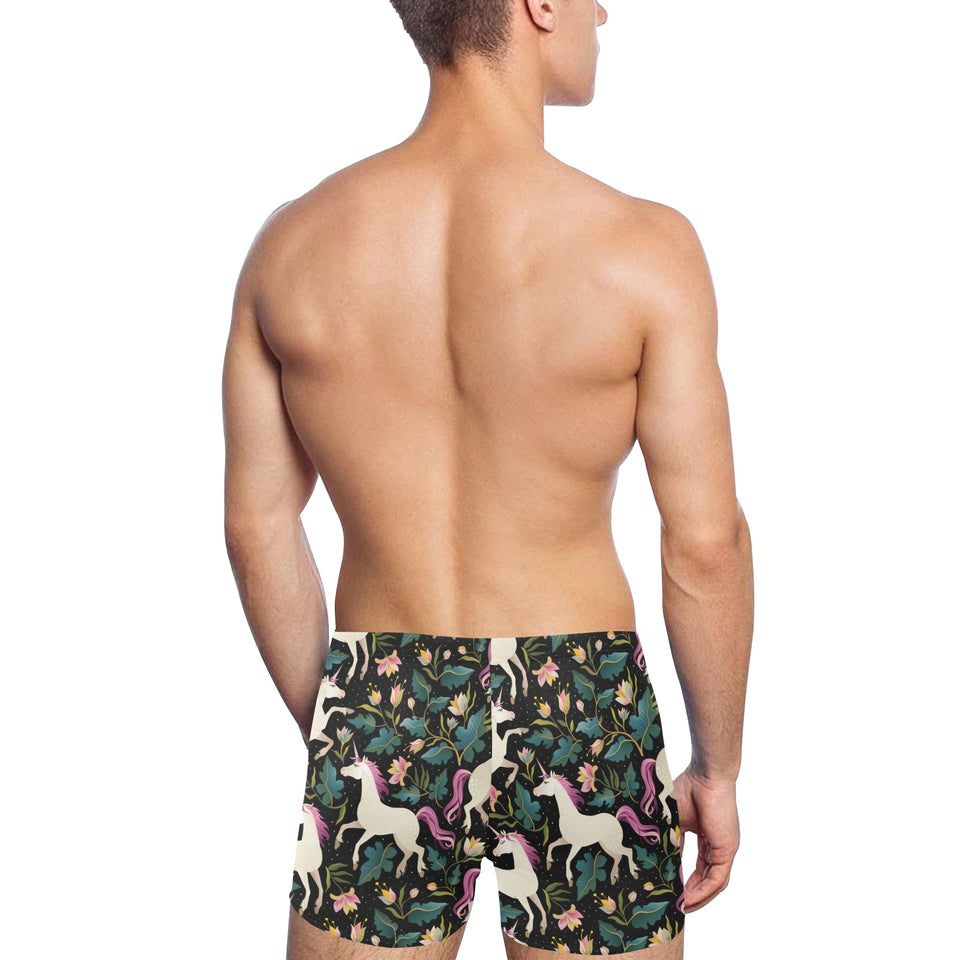 Unicorns forest background Men's Swimming Trunks