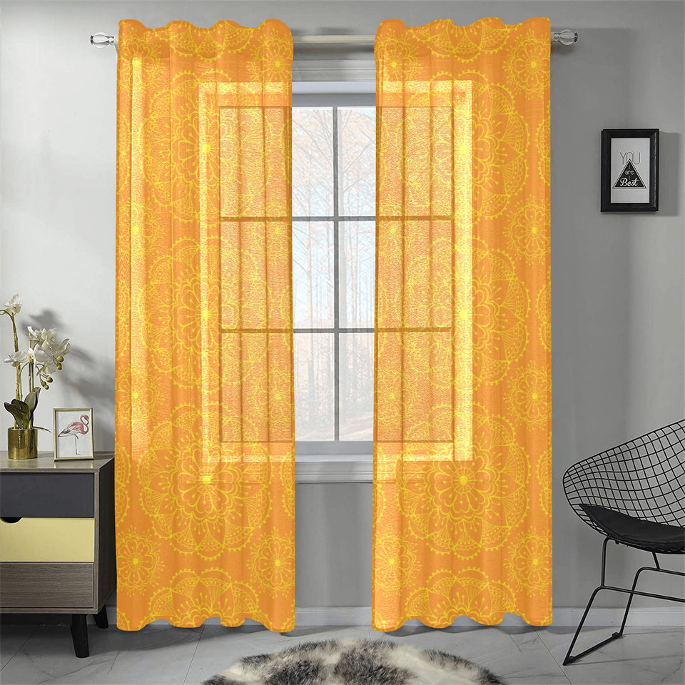 Orange traditional indian element pattern Gauze Curtain
