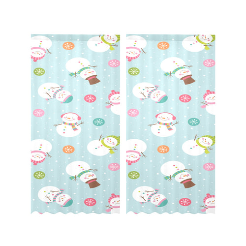 Cute snowman snowflake pattern Gauze Curtain