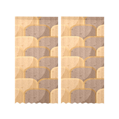 Bread Toast Pattern Print Design 04 Gauze Curtain