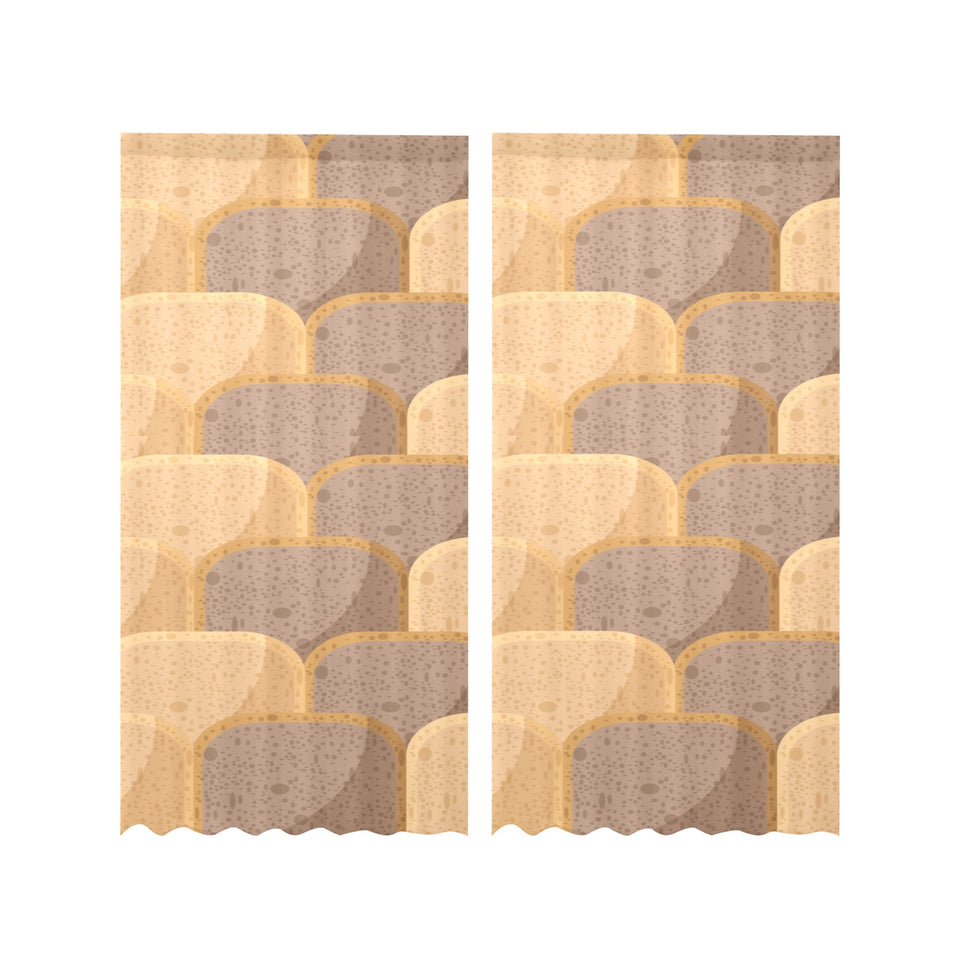 Bread Toast Pattern Print Design 04 Gauze Curtain