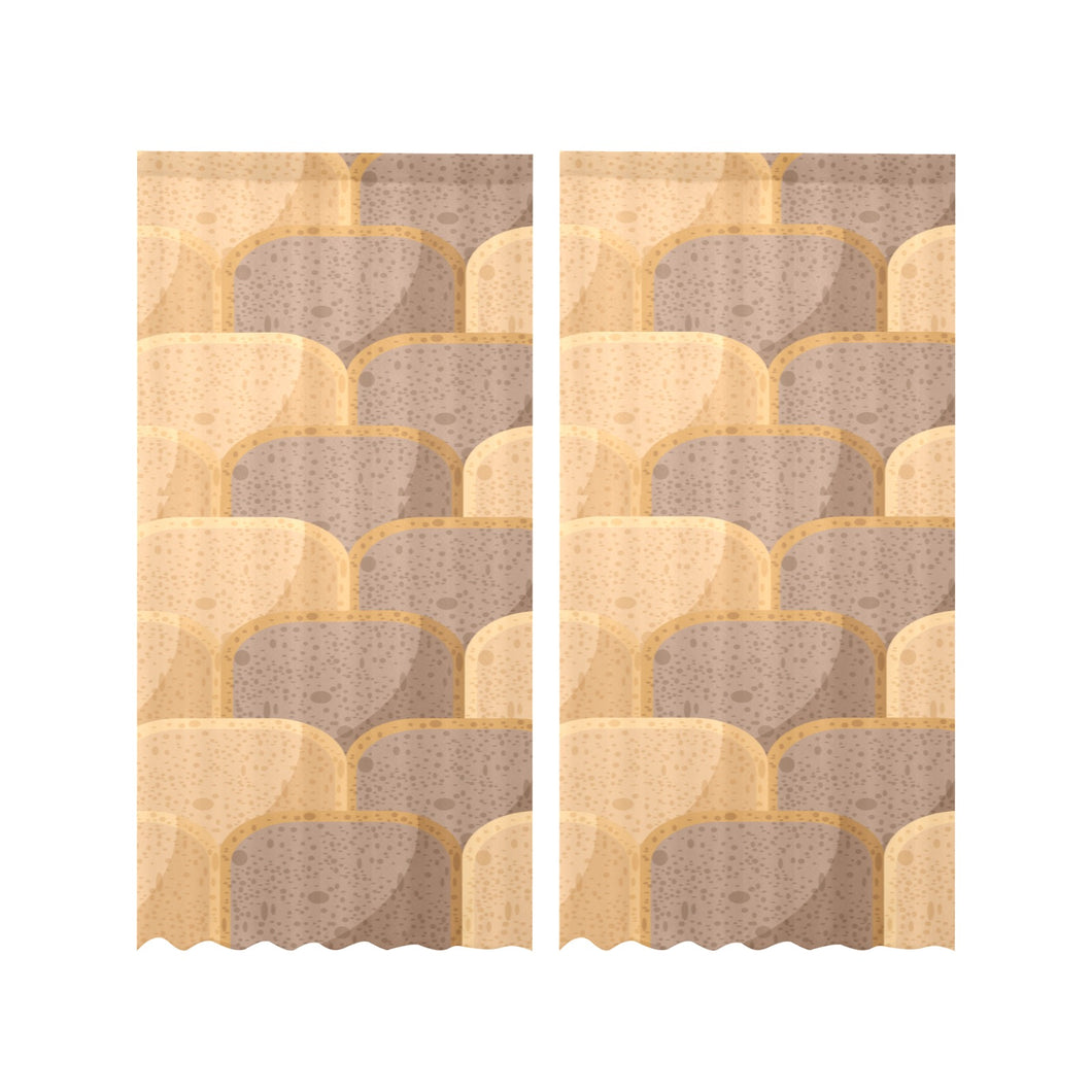 Bread Toast Pattern Print Design 04 Gauze Curtain