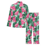 Watermelons tropical palm leaves pattern Men's Long Pajama Set