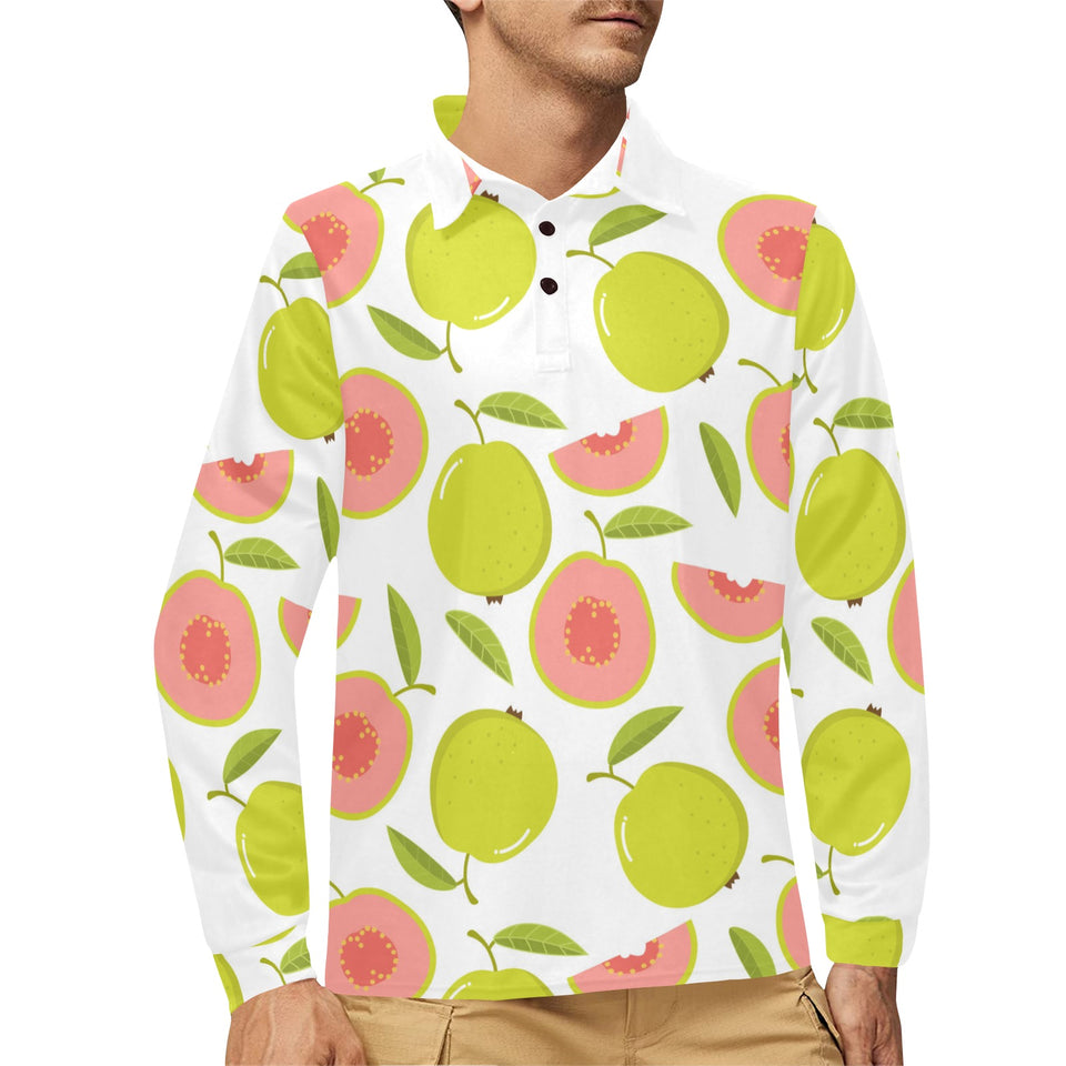 Guava pattern Men's Long Sleeve Polo Shirt