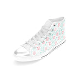 Clock time pattern blackground Women's High Top Canvas Shoes White