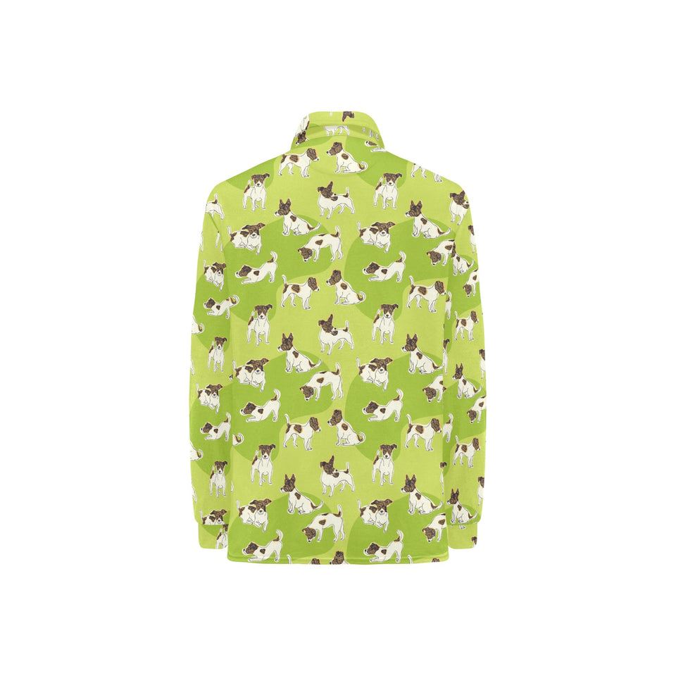 Jack Russel Pattern Print Design 01 Women's Long Sleeve Polo Shirt