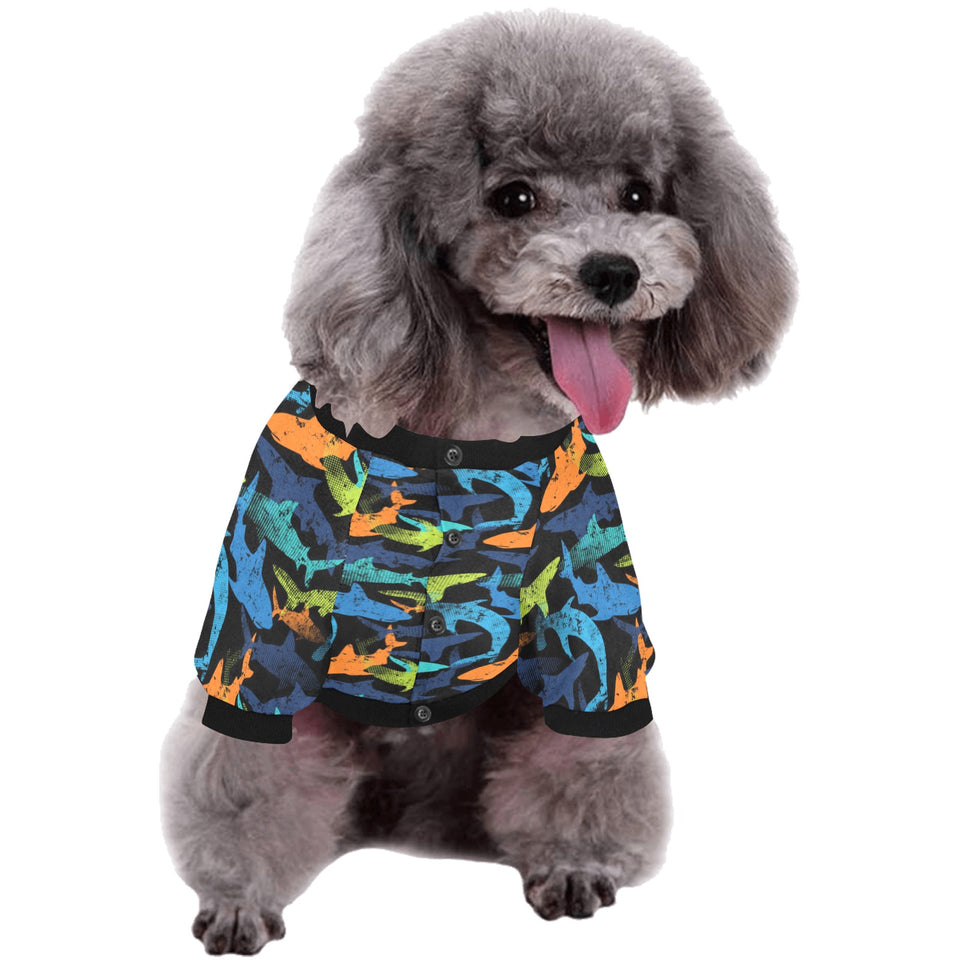 Colorful shark All Over Print Pet Dog Round Neck Fuzzy Shirt