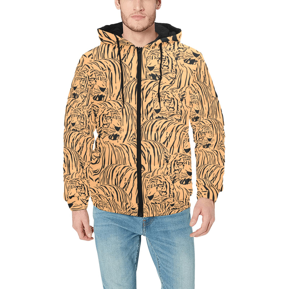 Bengal tigers pattern Men's Padded Hooded Jacket