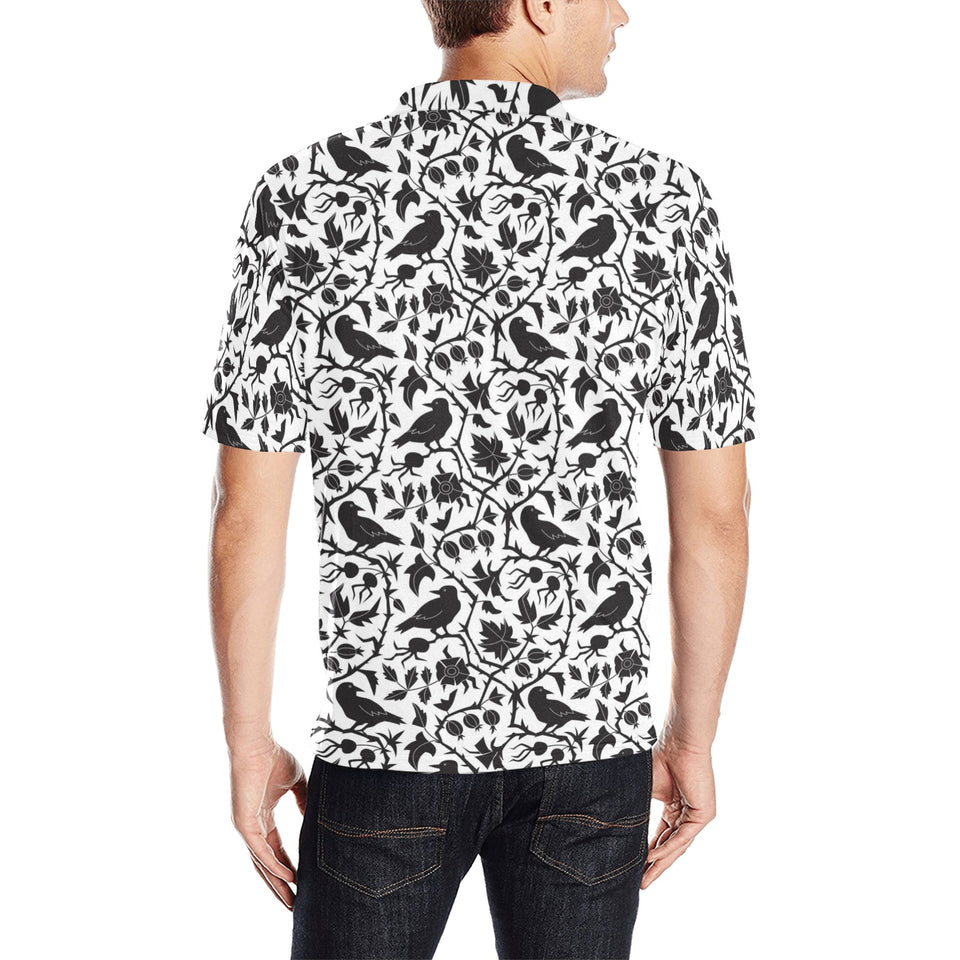 Crow dark floral pattern Men's All Over Print Polo Shirt