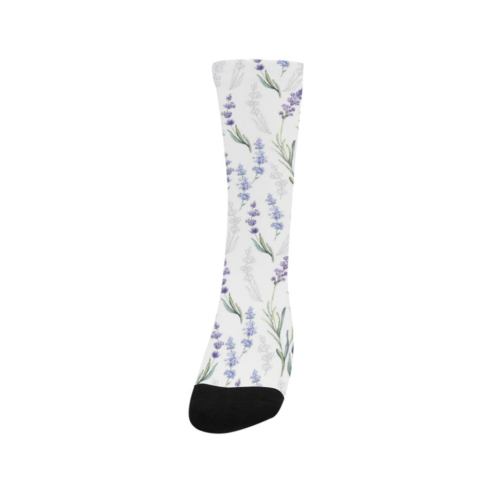 Hand painting Watercolor Lavender Crew Socks