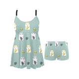 Cute hamster cheese pattern Chest Sexy Pleated Two Piece Swim Dress