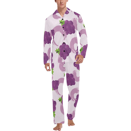 Cute Grape pattern Men's Long Pajama Set