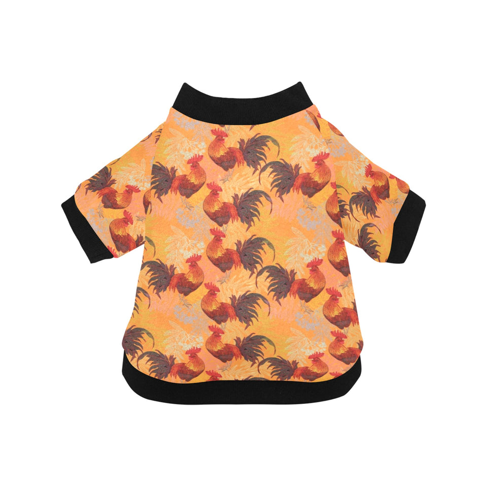 red rooster chicken cock pattern All Over Print Pet Dog Round Neck Fuzzy Shirt