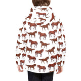 Horses running pattern background Kids' Boys' Girls' Padded Hooded Jacket