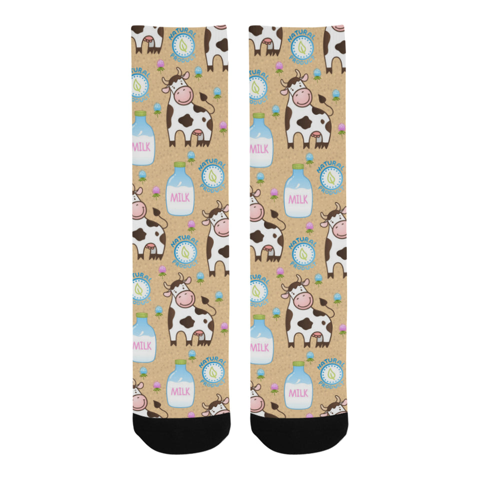 Cow bottle of milk pattern Crew Socks