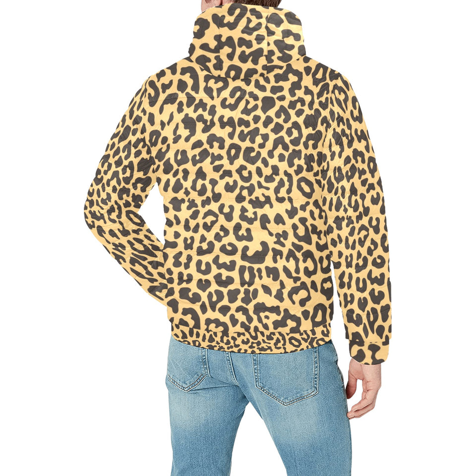 Leopard skin print Men's Padded Hooded Jacket