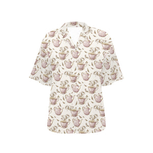 Tea pots Pattern Print Design 03 Women's All Over Print Hawaiian Shirt