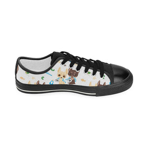 Cute Chihuahua dog pattern Kids' Boys' Girls' Low Top Canvas Shoes Black