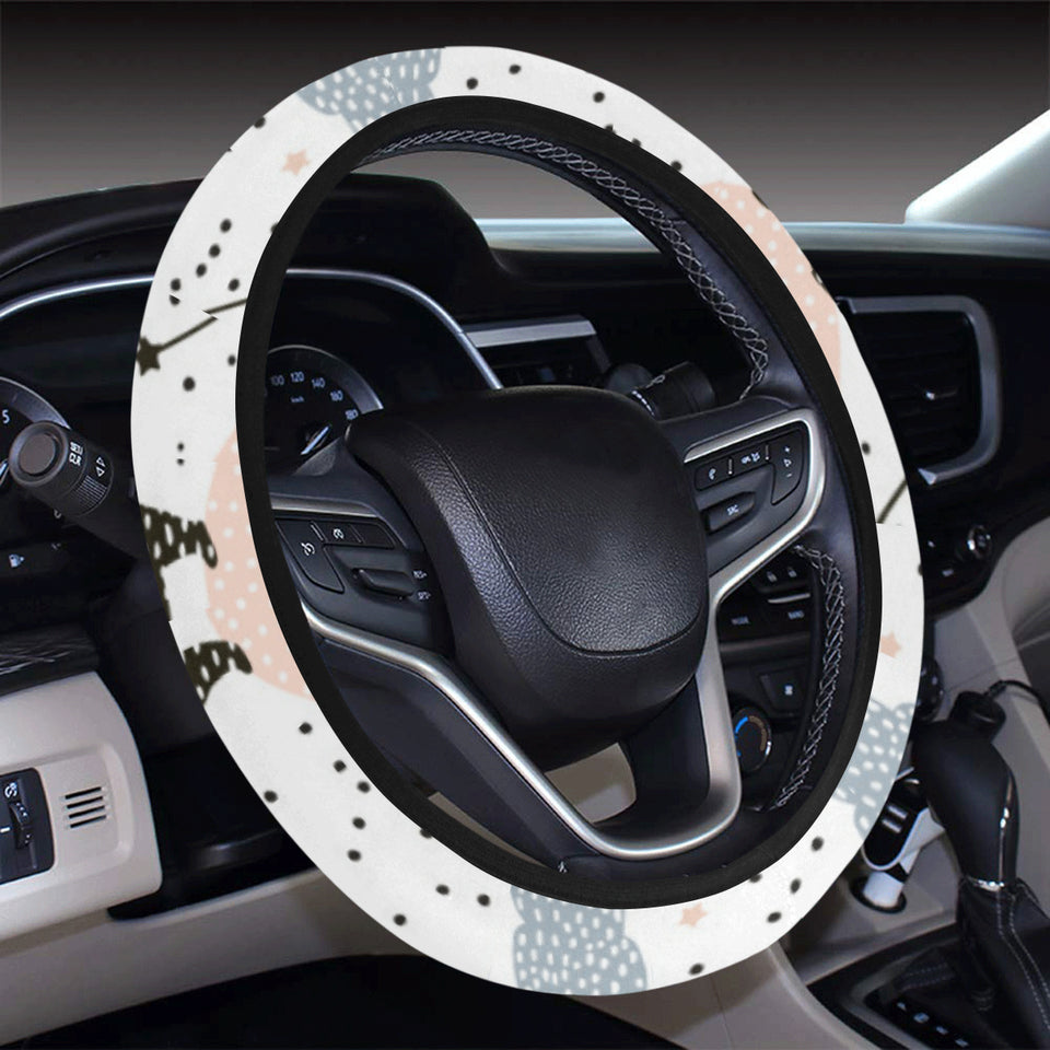 Polar bears star poka dot pattern Car Steering Wheel Cover