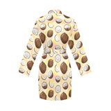Coconut Pattern Print Design 05 Women's Long Sleeve Belted Night Robe