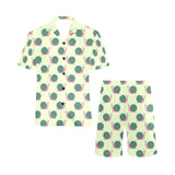 Snail Pattern Print Design 04 Men's V-Neck Short Pajama Set
