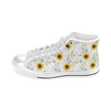 beautiful sunflowers pattern Men's High Top Canvas Shoes White