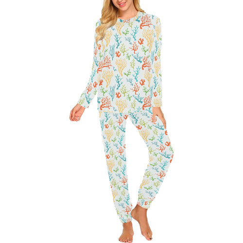 Coral Reef Pattern Print Design 02 Women's All Over Print Pajama Set