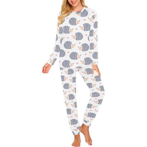 Hedgehog Pattern Print Design 04 Women's All Over Print Pajama Set