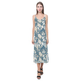 Sea turtle Polynesian Tribal design pattern V-Neck Open Fork Long Dress