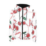 Hand drawn cherry pattern Men's Padded Hooded Jacket