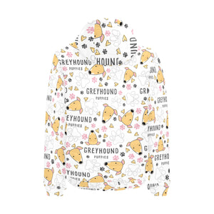 Greyhound Pattern Print Design 03 Men's Padded Hooded Jacket