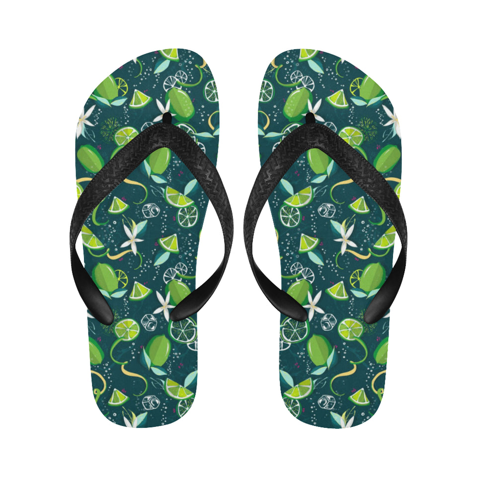 Lime ice flower pattern Unisex Flip Flops
