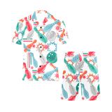 Watercolor bowling pattern Men's V-Neck Short Pajama Set