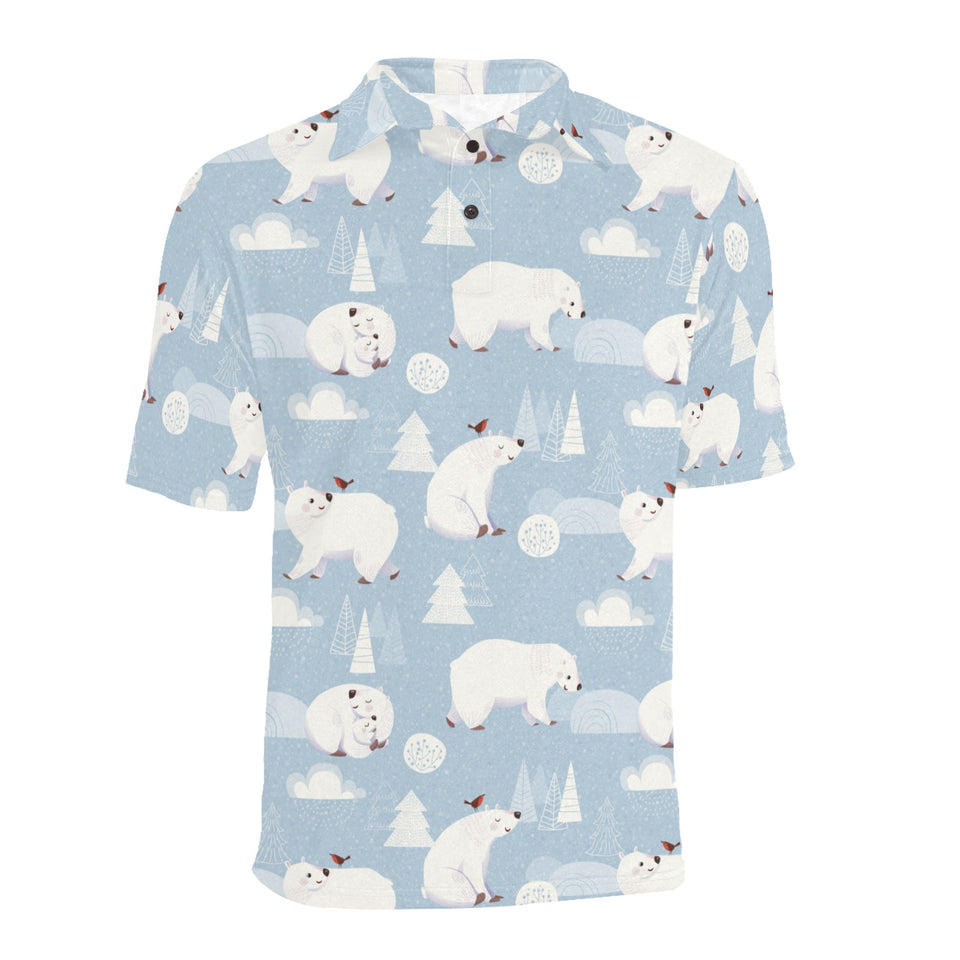 Cute polar bears Christmas decoration pattern Men's All Over Print Polo Shirt