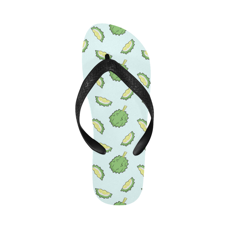 Durian pattern blue background Unisex Flip Flops